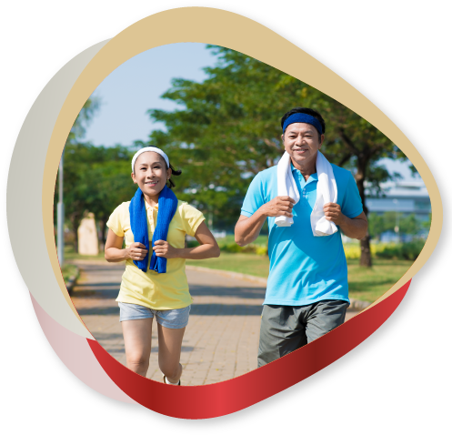 Photo of two persons running in a park