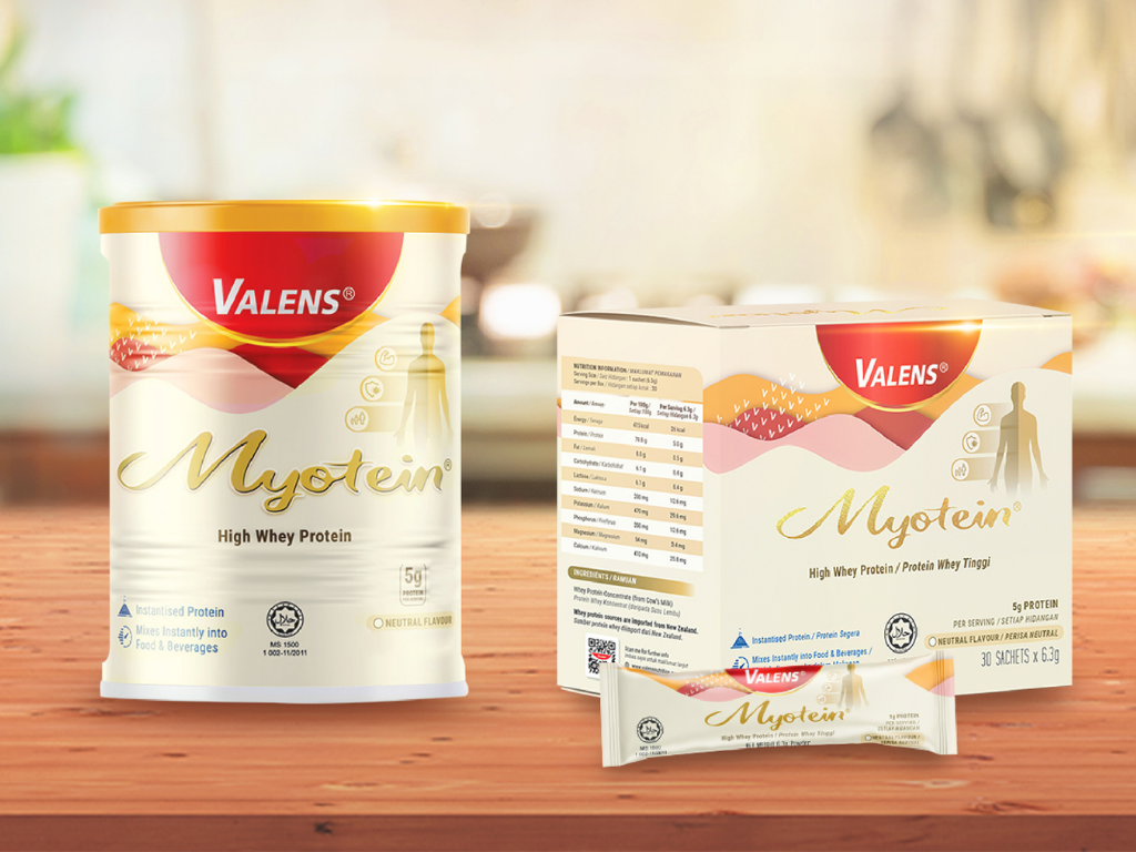 Myotein High Whey Protein Packaging Myotein High Whey Protein is available in 2 packaging: tin and sachets | High quality protein supplement for everyone in Malaysia | Nutrition supplement helps to improve immune system