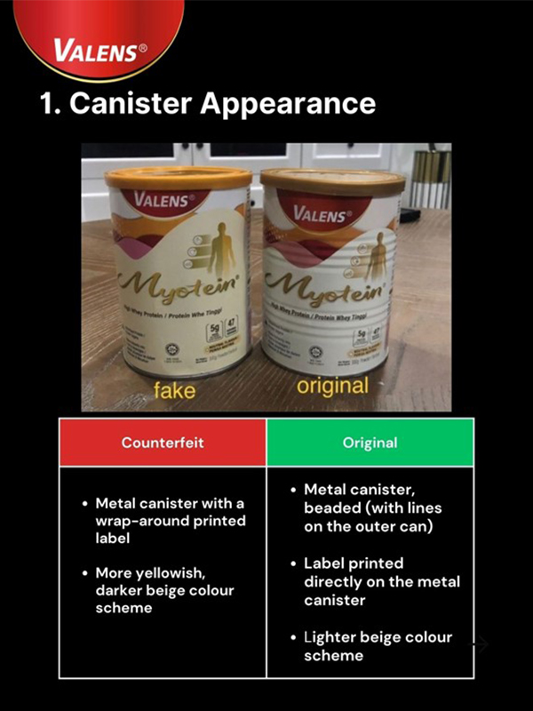 How to spot counterfeit myotein canister appearance